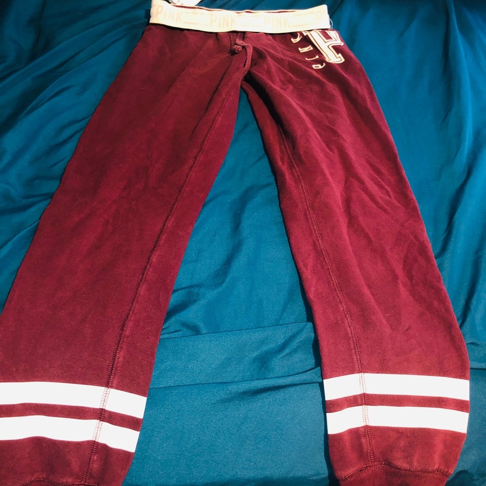 Burgundy pink sweats, slightly faded